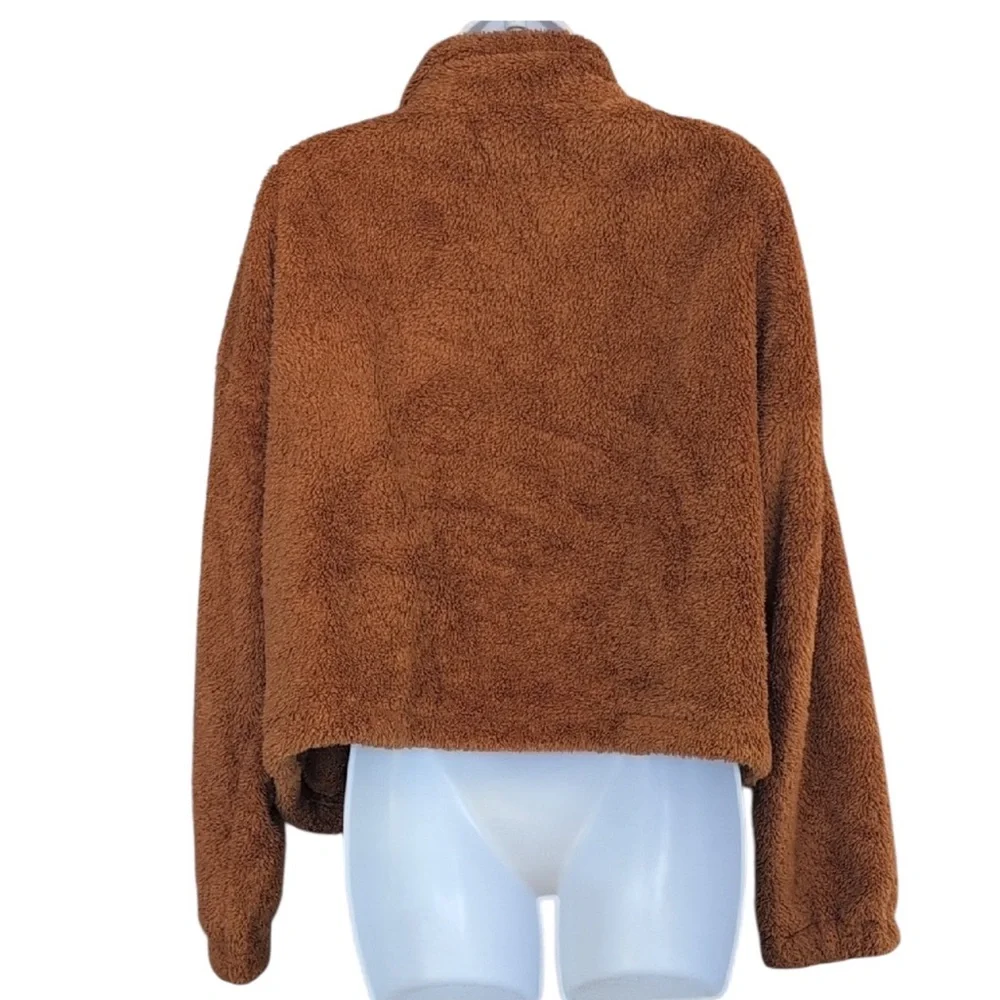SHEIN Cozy‎ Burnt Orange Full Zip Sherpa Style Coat M
